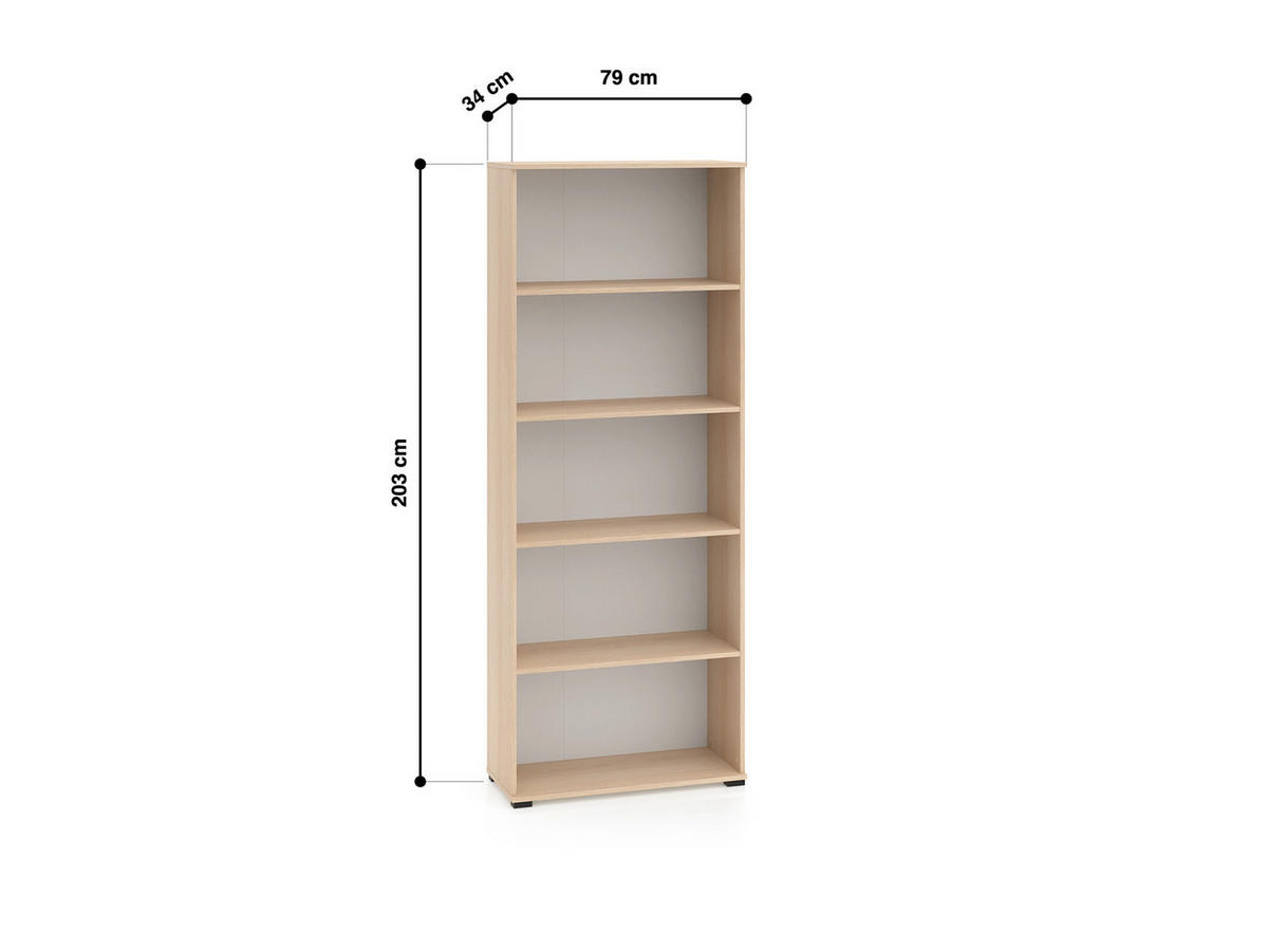 AKTENREGAL – 79 cm – Odelis - Eichefarben, Holzwerkstoff (79/203/34cm) - hi-markt
