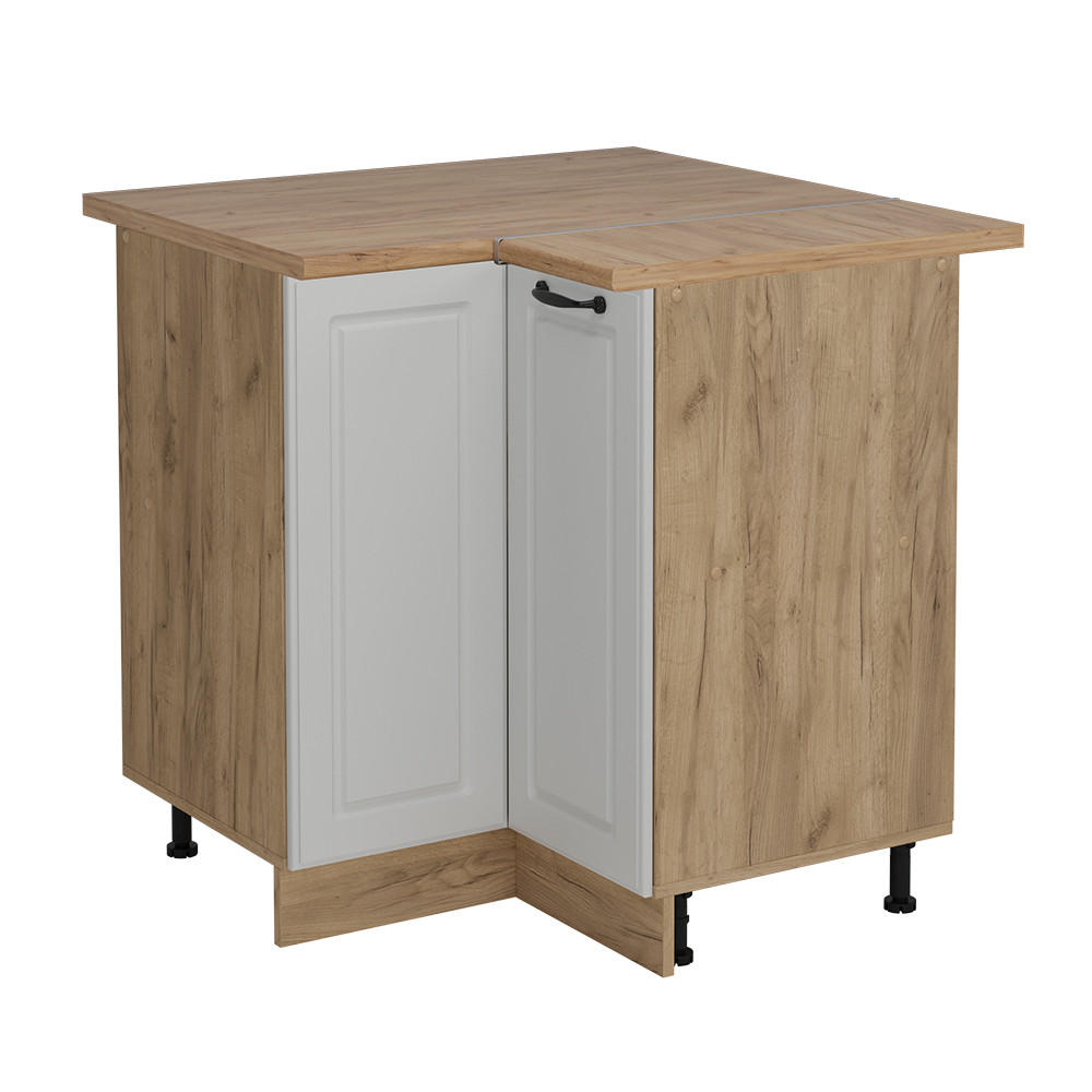 ECKUNTERSCHRANK R-Line Weiß Landhaus 75.6 cm , AP Eiche - Honigeiche/Weiß, Holzwerkstoff (75.6/81.6/60cm) - Vicco
