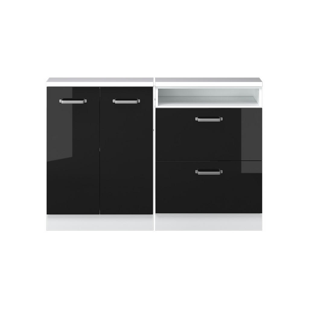Vicco Dachschrägenschrank-Set Schwarz Hochglanz/Weiß