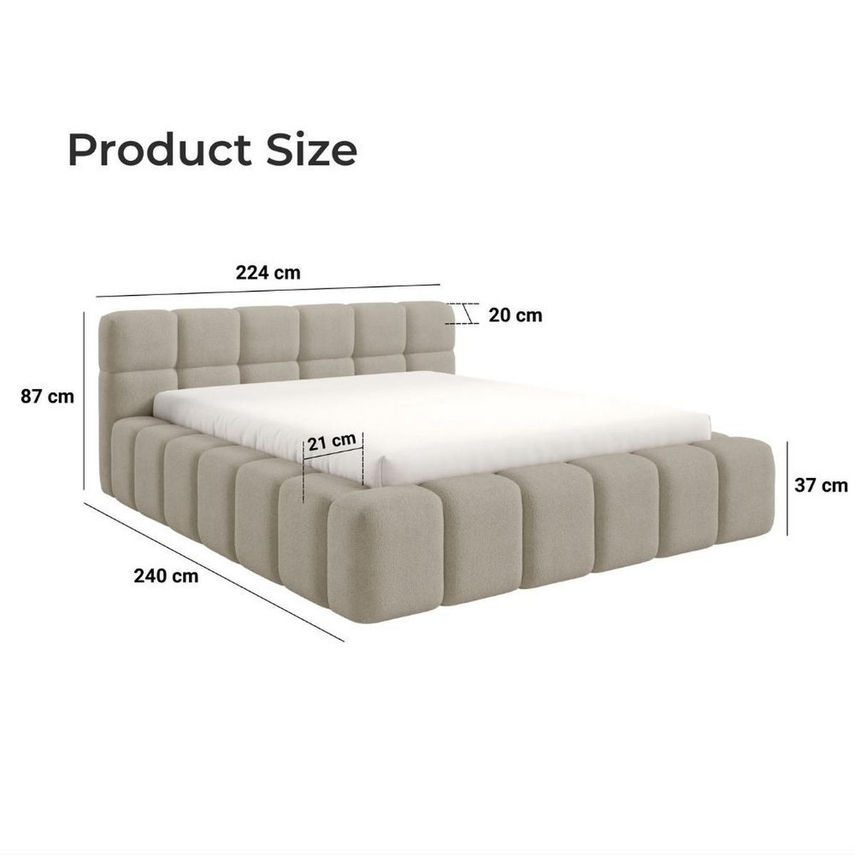 POLSTERBETT NUBO PREMIUM 180x200 cm mit Bettkasten – Stoff QUELLE 92 - Dunkelgrau, Holz (180/200cm) - Dekori_Interiors