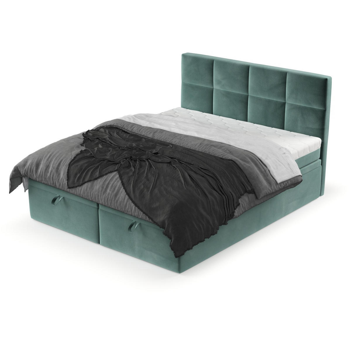 BOXBETT Tessa 140/200 cm Türkis im Kronos Stoff - Türkis/Schwarz, Holz/Holzwerkstoff (140/200cm) - AltaBeds