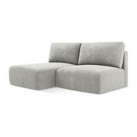 ECKSOFA mit Schlaffunktion links Chenille Stoff Grau - Hellgrau/Schwarz, Kunststoff/Textil (149/210cm) - LaMiaSofa
