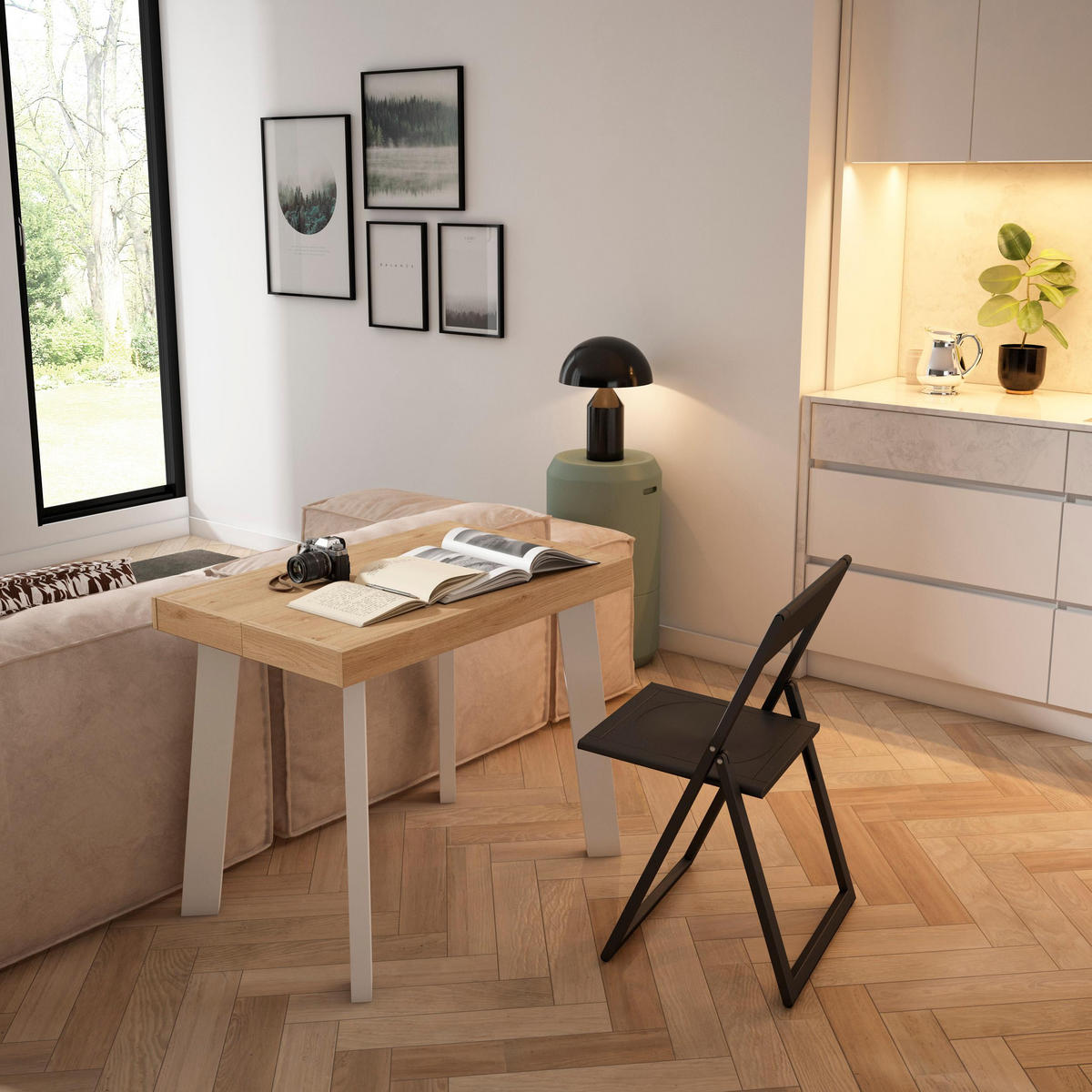 KONSOLENTISCH ausziehbar 58 bis 222cm, für 10 Gäste, eiche, 90/58/73cm - Eichefarben, Holzwerkstoff (90/222/73cm) - Skraut Home