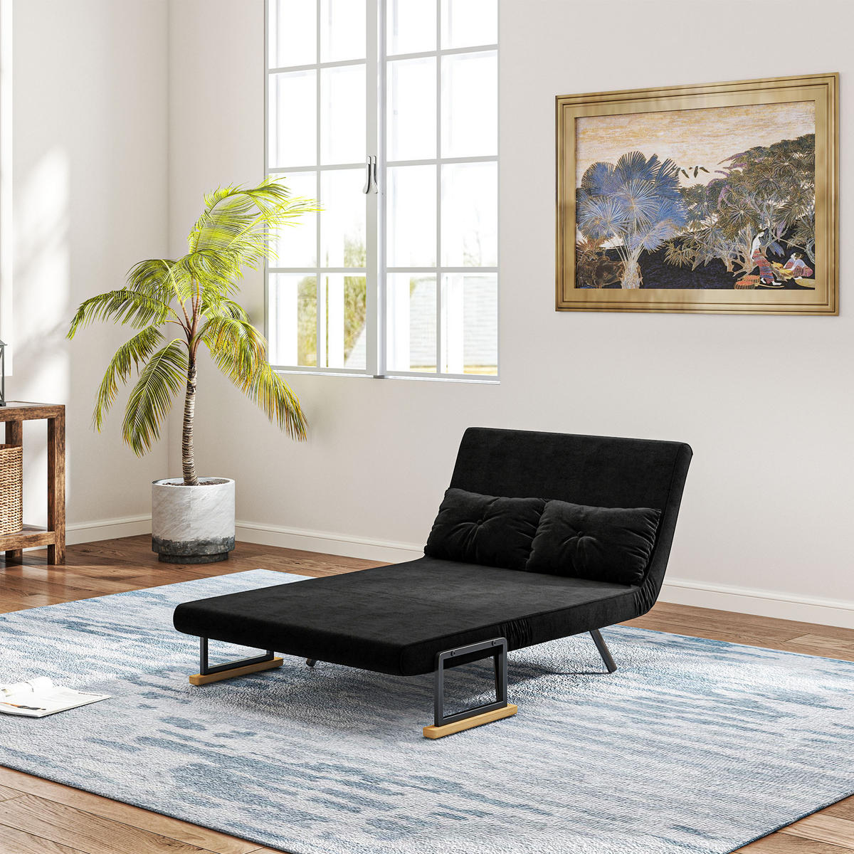SCHLAFSOFA 2er-Sitz DE-14626 4-in-1 mit 5-fach verstellbarer Rückenlehne Schwarz - Schwarz, Textil (102/81/73cm) - ComfortXL