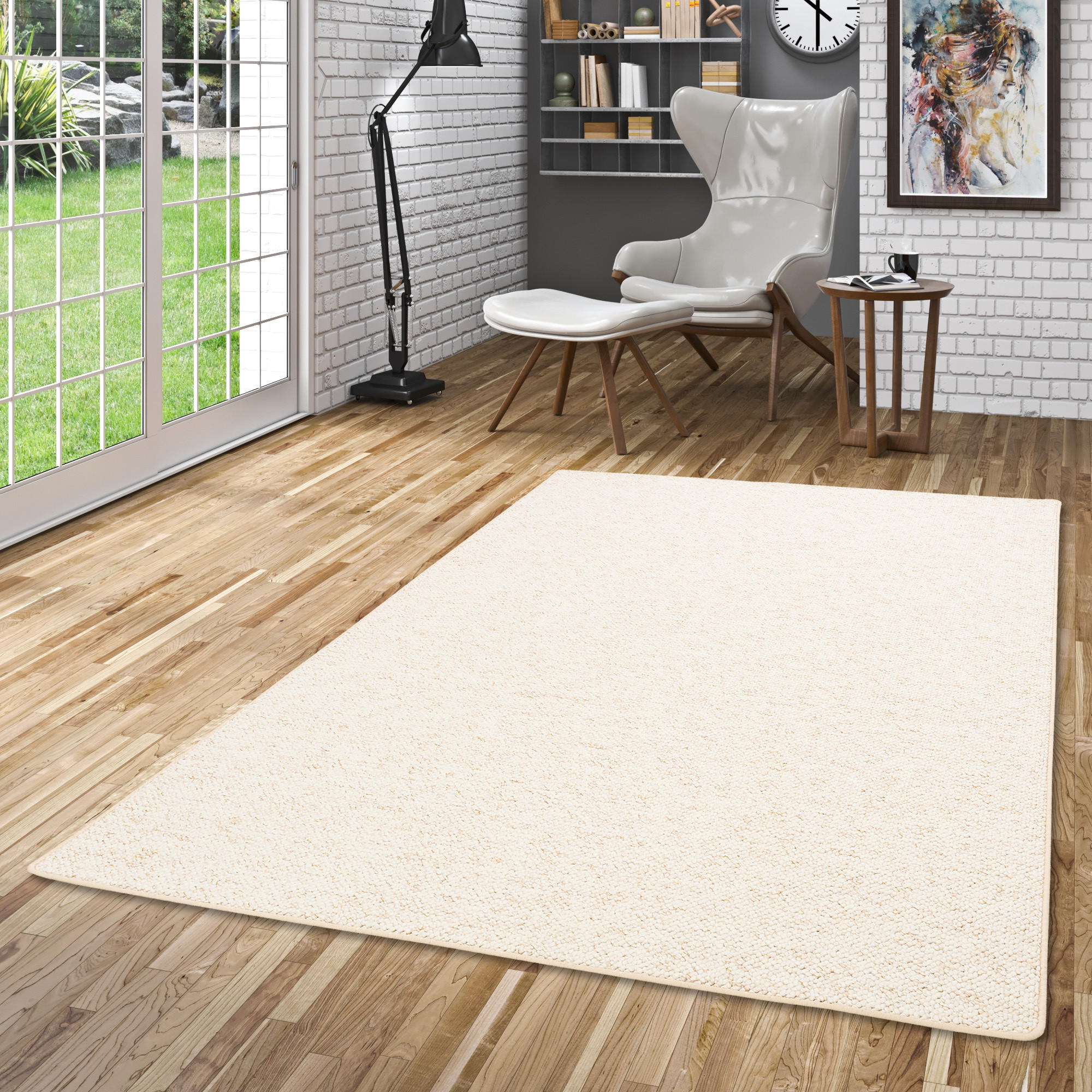 LUXUS WOLL-OPTIK BERBER JUNA MELIERT - Beige, Textil (133/133cm) - Snapstyle