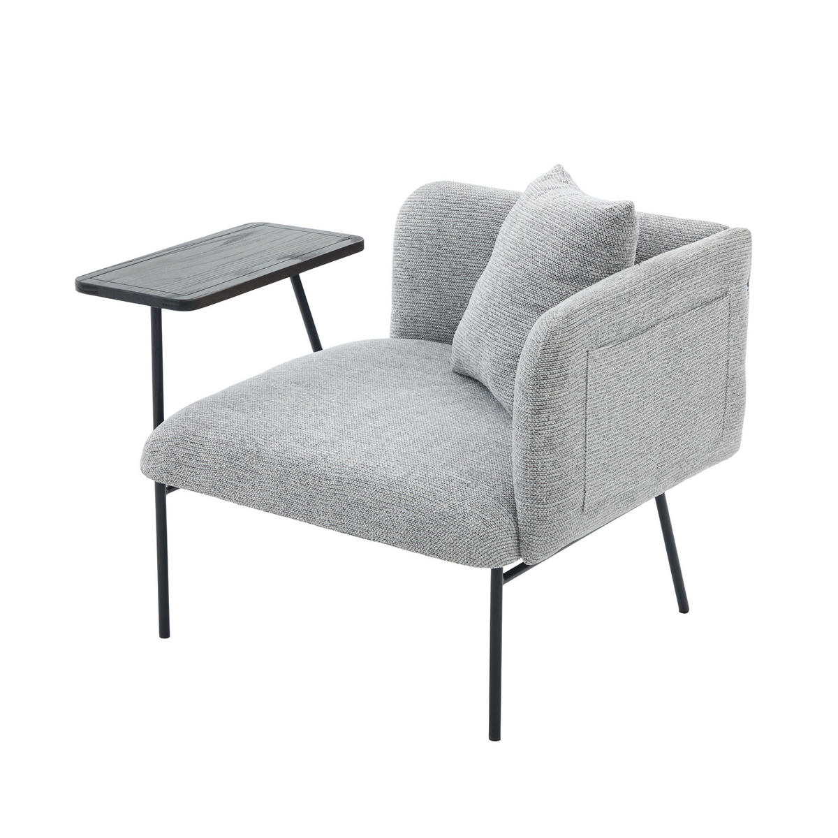 SESSEL mit Beistelltisch und Staufächern, DE-42267, Grau - Grau, Metall (86/71/72cm) - ComfortXL