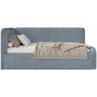 JUGENDBETT Fanko Plüsch Blau 90x200 cm - Blau/Schwarz, Kunststoff/Textil (90/200cm) - Selsey