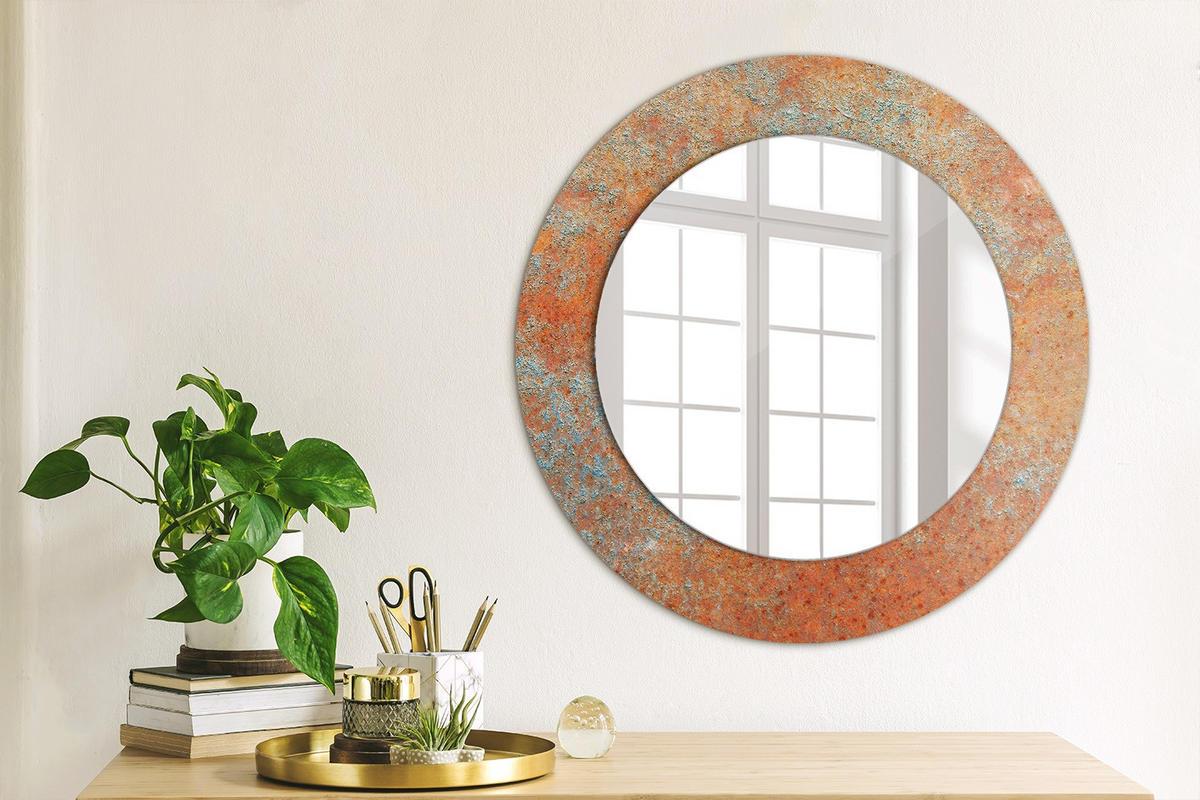 SPIEGEL Ø50 cm Rund mit Aufdruck - Orange, Glas (50/50/0.4cm) - TULUP