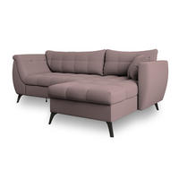 ECKSOFA MOLLIS Rosa Geflochtener-Stoff mit Schlaffunktion - Rosa, Holz (241/154cm) - MASSENO