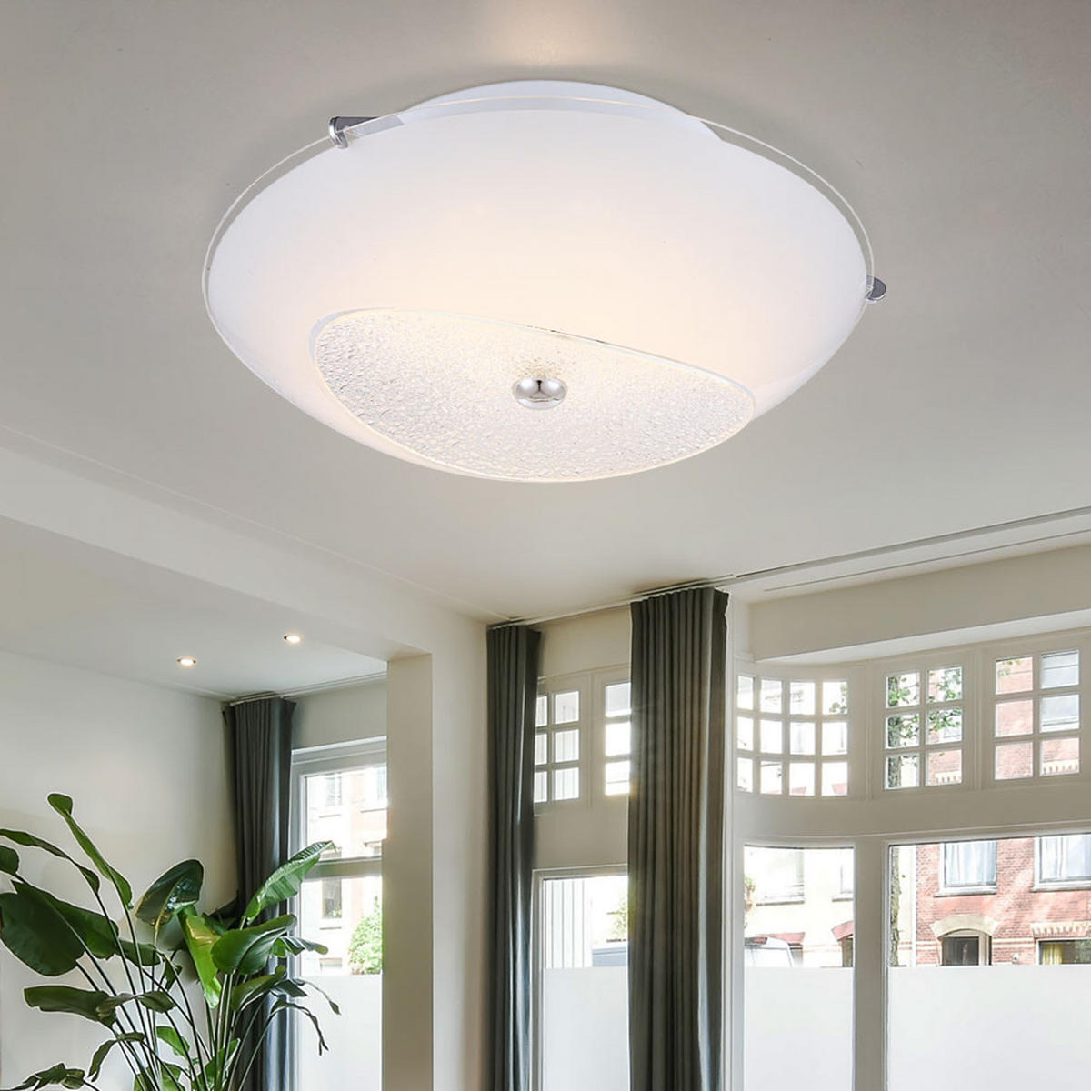 LED DECKENLEUCHTE KESSY Glas Chrom Weiß - Weiß, Glas/Metall (25/25/8cm) - Globo Lighting