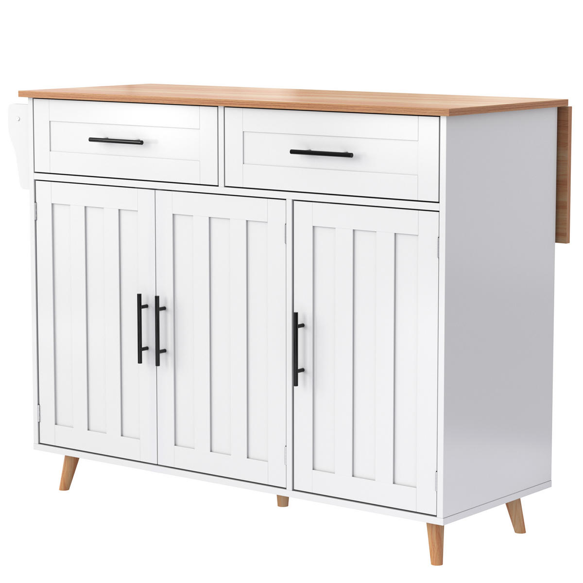 KÜCHENINSEL Weiß-Natur 129/46/91.5 cm - Weiß, Holzwerkstoff (129/91.5/46cm) - PANGIVO