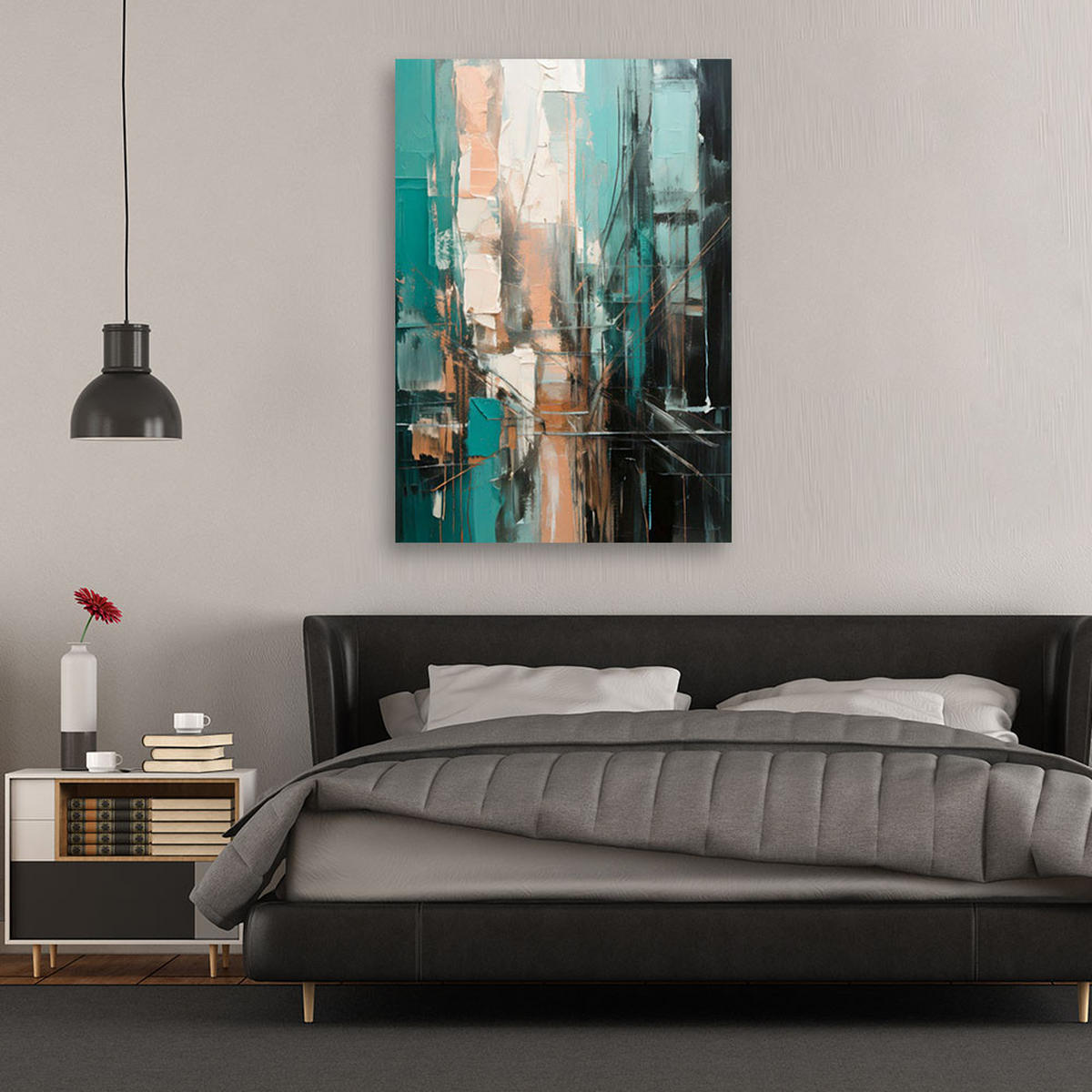 LEINWANDBILD Abstraktion 80x120cm - Türkis, Textil (80/120cm) - Feeby