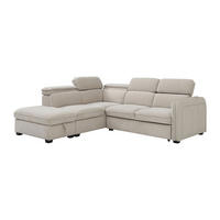 ECKSOFA mit Schlaffunktion und Hocker - Stoff - Beige - BALOTIA - Beige, Textil (255/230cm) - Vente-Unique