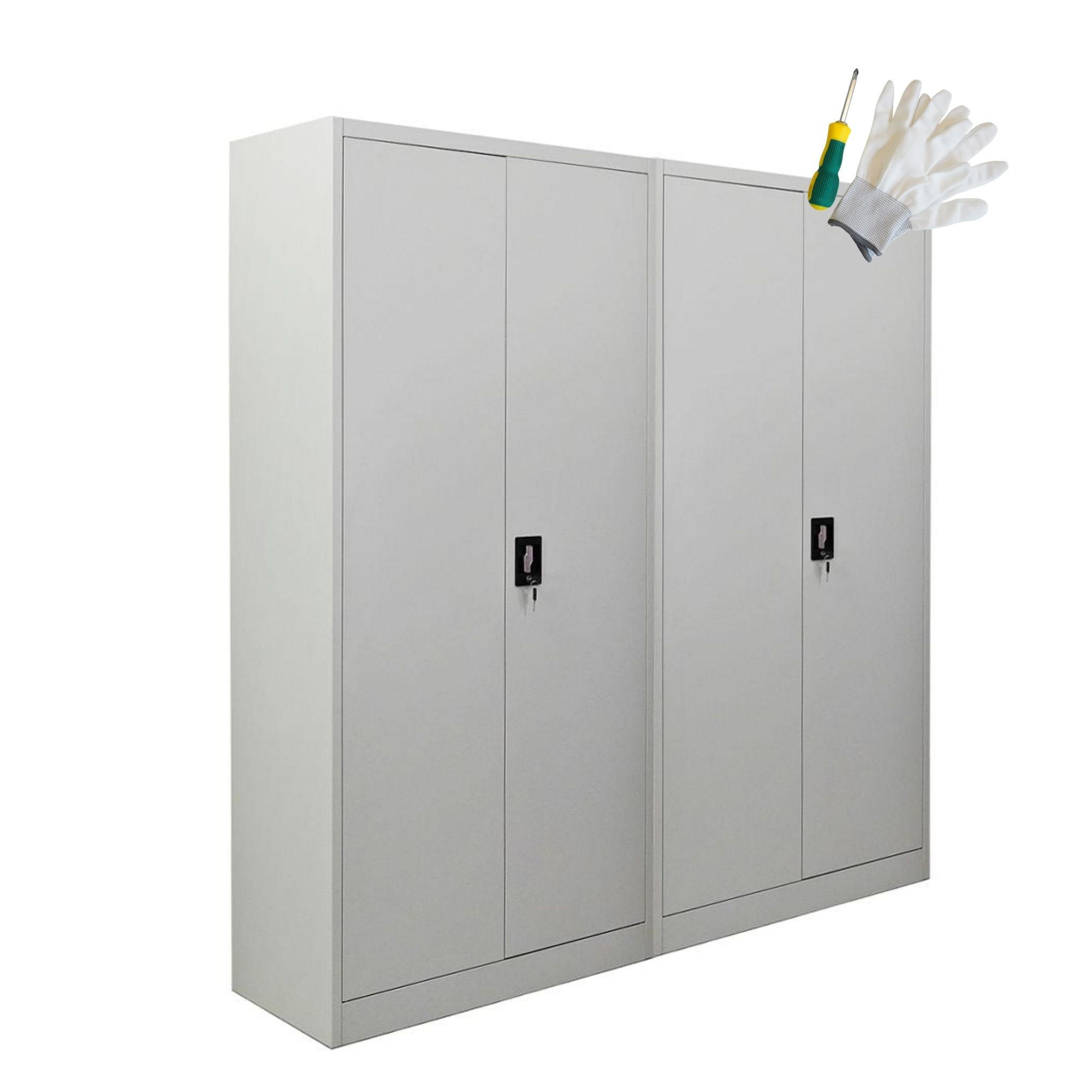 FLÜGELTÜRENSCHRANK Elephant 2er-Set 180x80x40cm 4 Ebenen Lichtgrau - Hellgrau, Metall (160/180/40cm) - PROREGAL