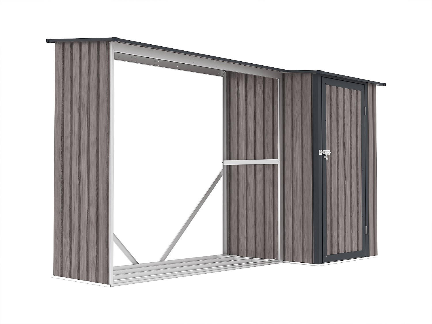 KAMINHOLZREGAL - 272 cm x 100 cm - metall - anthrazitgrau, naturfarben dunkel Dorwood - Anthrazit, Metall (272/159/100cm) - Vente-Unique