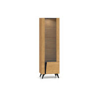 VITRINE Toscania Eiche / Schwarz 58 / 40 / 190cm - Eichefarben/Schwarz, Holz/Holzwerkstoff (58/190/40cm) - Feldmann-Wohnen