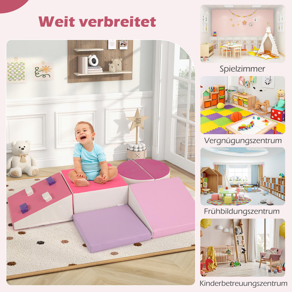 SOFTBAUSTEINE Rot (6-teilig) - Rot, Kunststoff (40/20/40cm) - COSTWAY