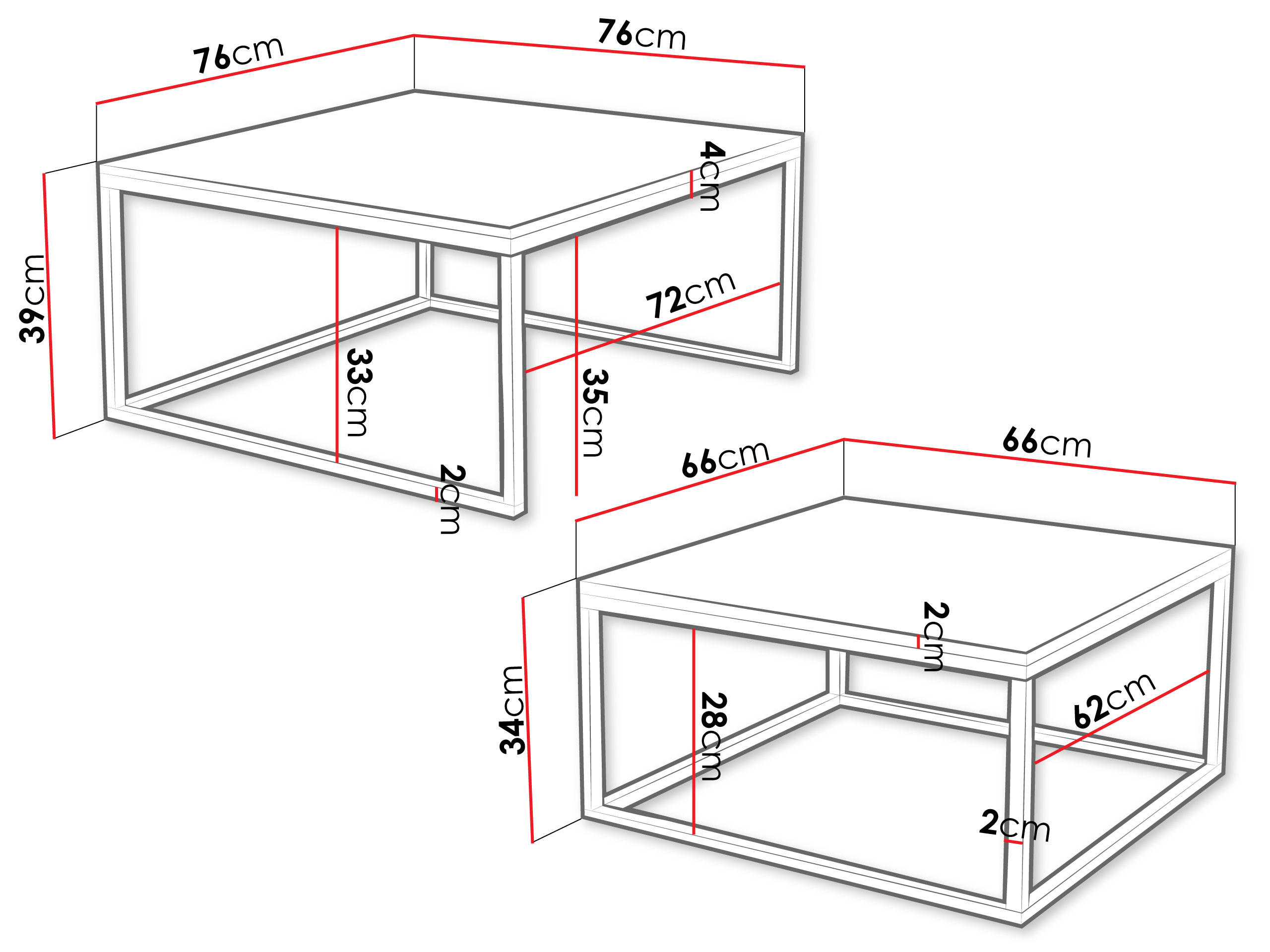 Thumbnail - Mirjan24 Couchtisch-Set, Weiß, Kaschmir, Holzwerkstoff, Quadratisch, 76x39x76 cm, Wohnzimmer, Wohnzimmertische, Couchtis...
