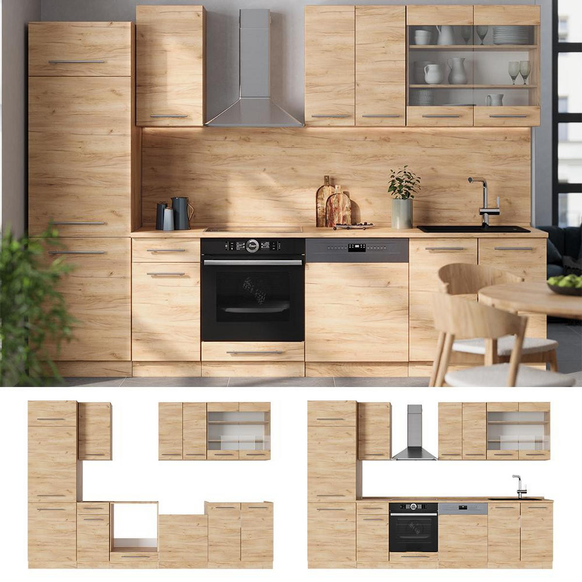CHICINETĂ Fame-Line Stejar Goldkraft 300 cm , AP Marmură - stejar miere, compozit lemnos (300/206.8/60cm) - Vicco