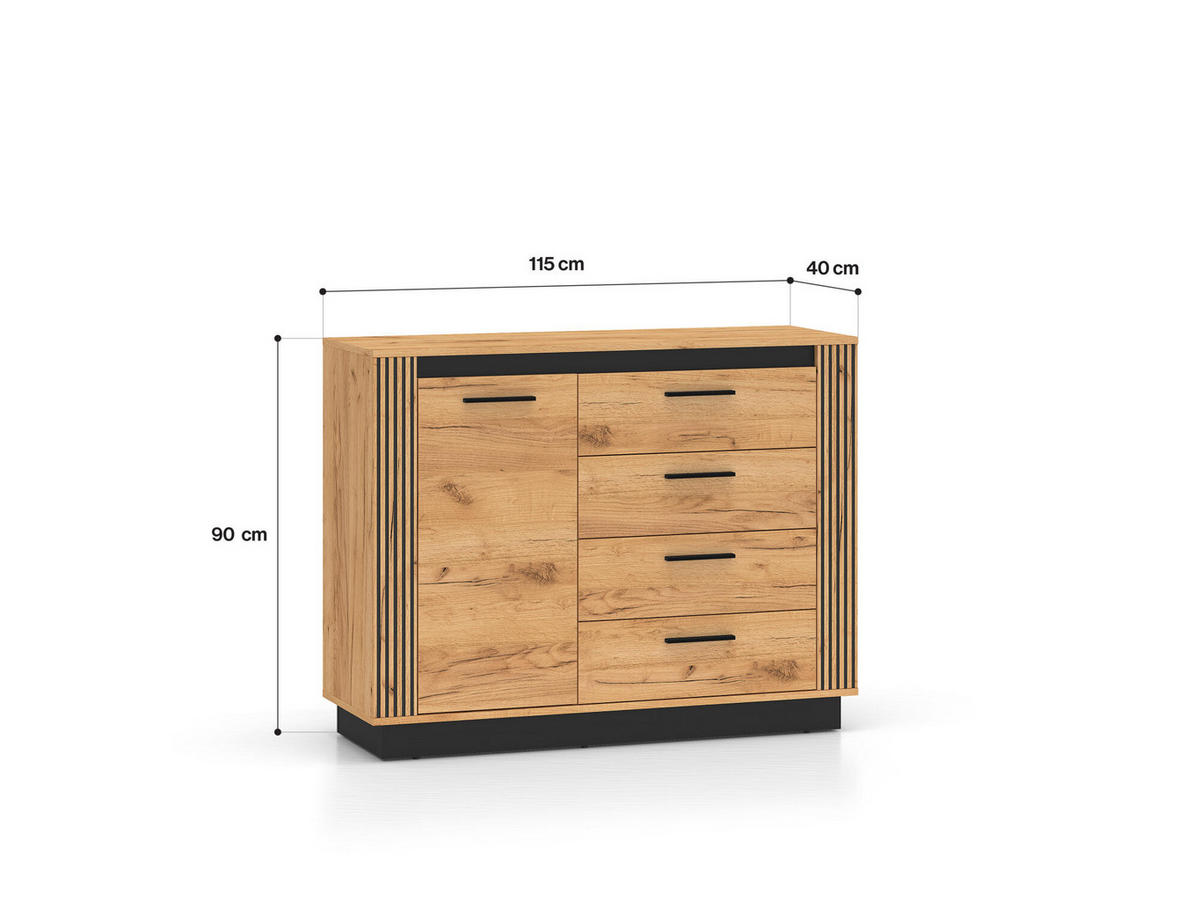 SIDEBOARD URSO Beige 115x40x90 cm - Beige, Holzwerkstoff (115/90/40cm) - FURNLUX