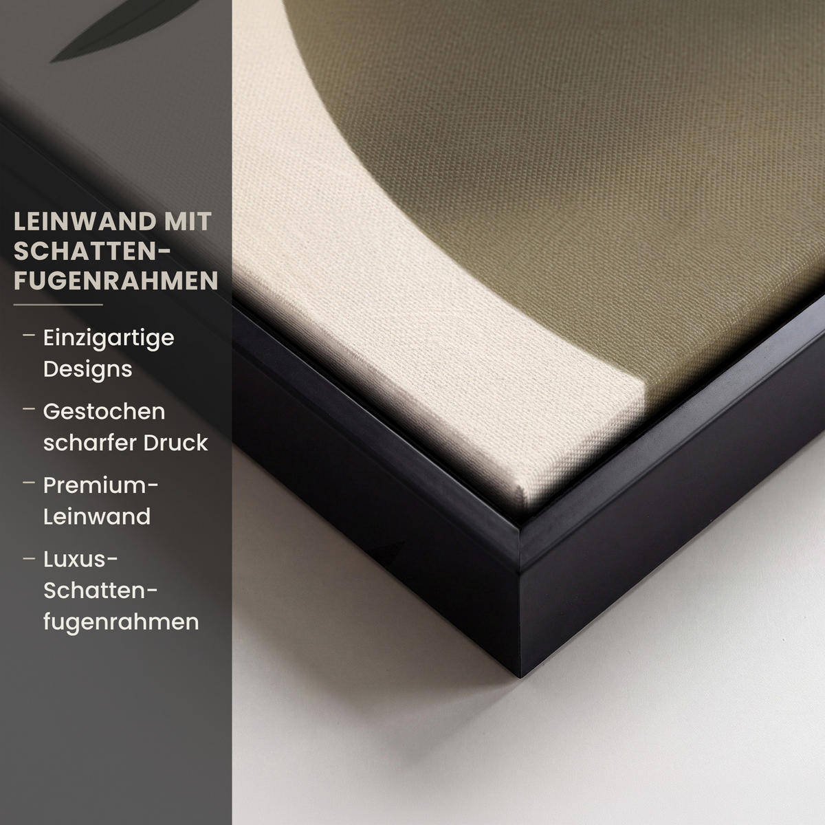 LEINWAND Bilder mit Rahmen - Formen - Rund - Blätter - Beige - 60x40 - Rostfarben, Textil (60/40cm) - MuchoWow