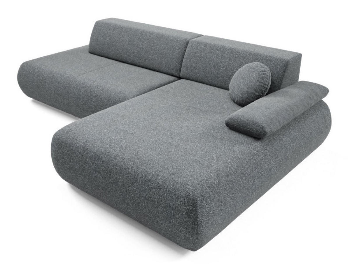 ECKSOFA Dunkelgrau PENTI Ausziehbar Mit Bettkasten Rechts - Dunkelgrau/Grau, Textil (173.5/286cm) - Sepro Meble