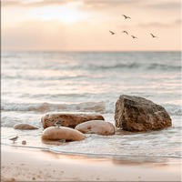 GLASBILD 50x50 cm Strand & Meer beige-weiß - Beige, Glas (50/50cm) - artissimo