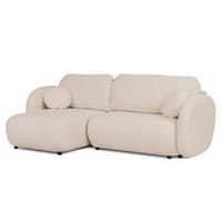 ECKSOFA Candy mit Schlaffunktion Hellbeige Bouclé-Stoff - Ottomane links - Beige/Schwarz, Holz/Kunststoff (230/146cm) - S-Style Möbel