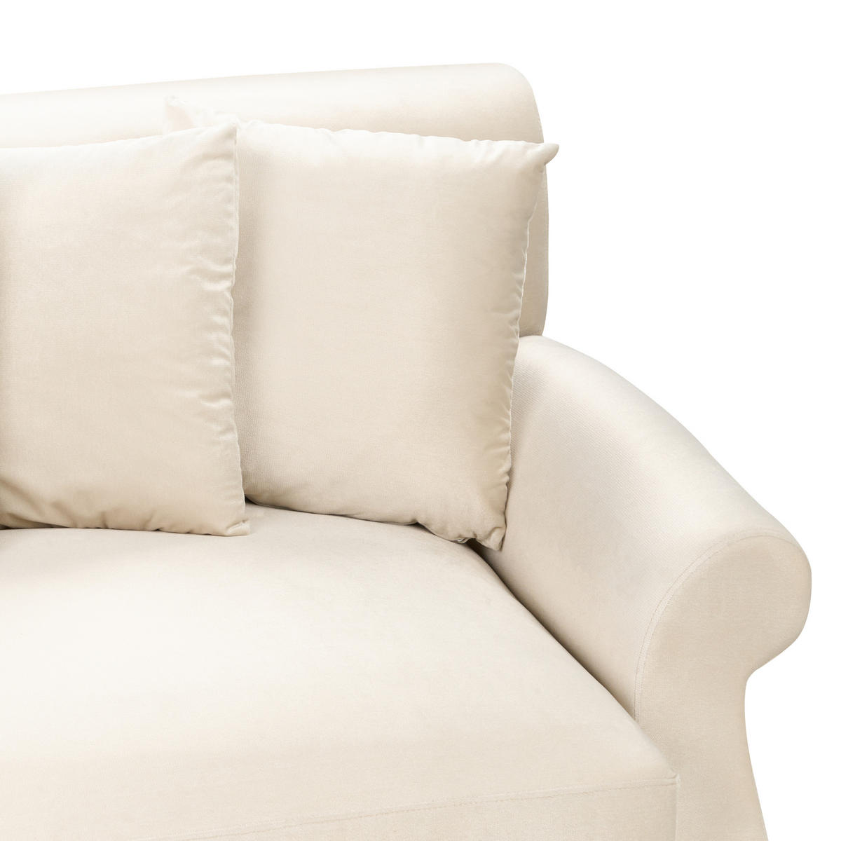 3-SITZER-SOFA Samtstoff cremeweiß Eike - Dunkelbraun/Weiß, Textil (229/82/102cm) - Beliani