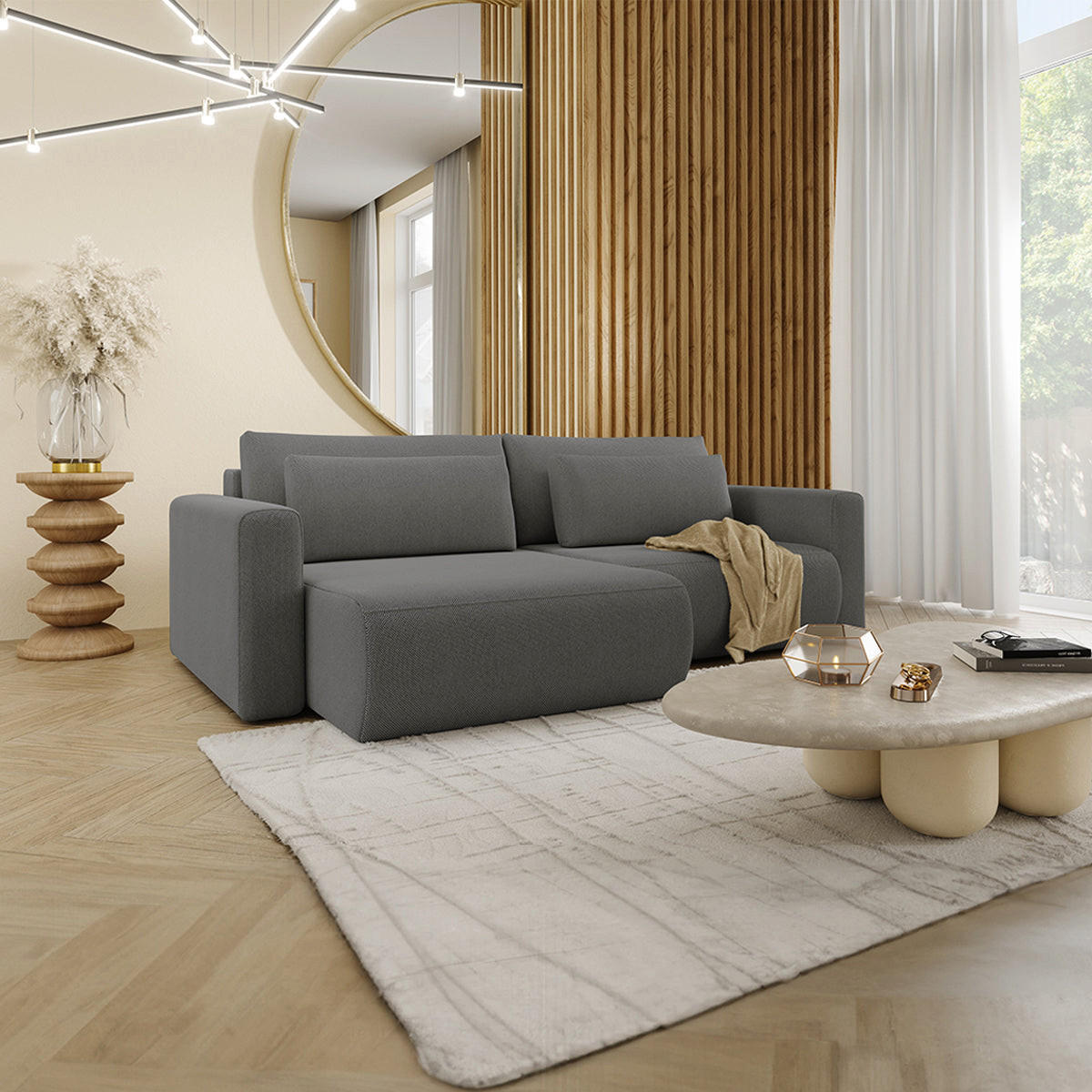 ECKSOFA Evy 3 Sitzplätze Grau - Grau, Holz (240/149cm) - Petits-meubles