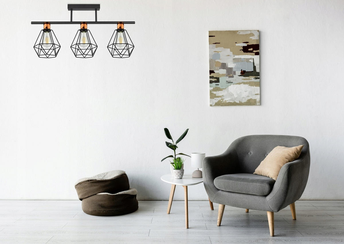 DECKENLEUCHTE EDISON II - Goldfarben/Schwarz, Metall (20/72/32cm) - kiki design