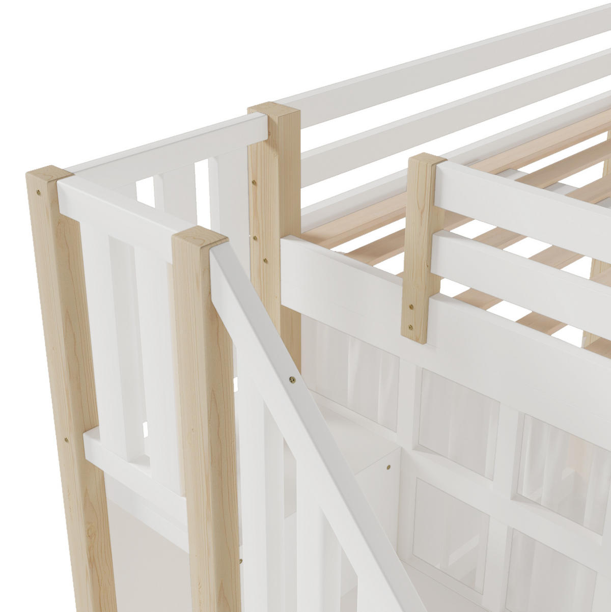 HOCHBETT 140/200 cm Weiß/Natur aus Kiefernholz mit Ablageleiter - Weiß, Holzwerkstoff (140/200cm) - OKMYHOME