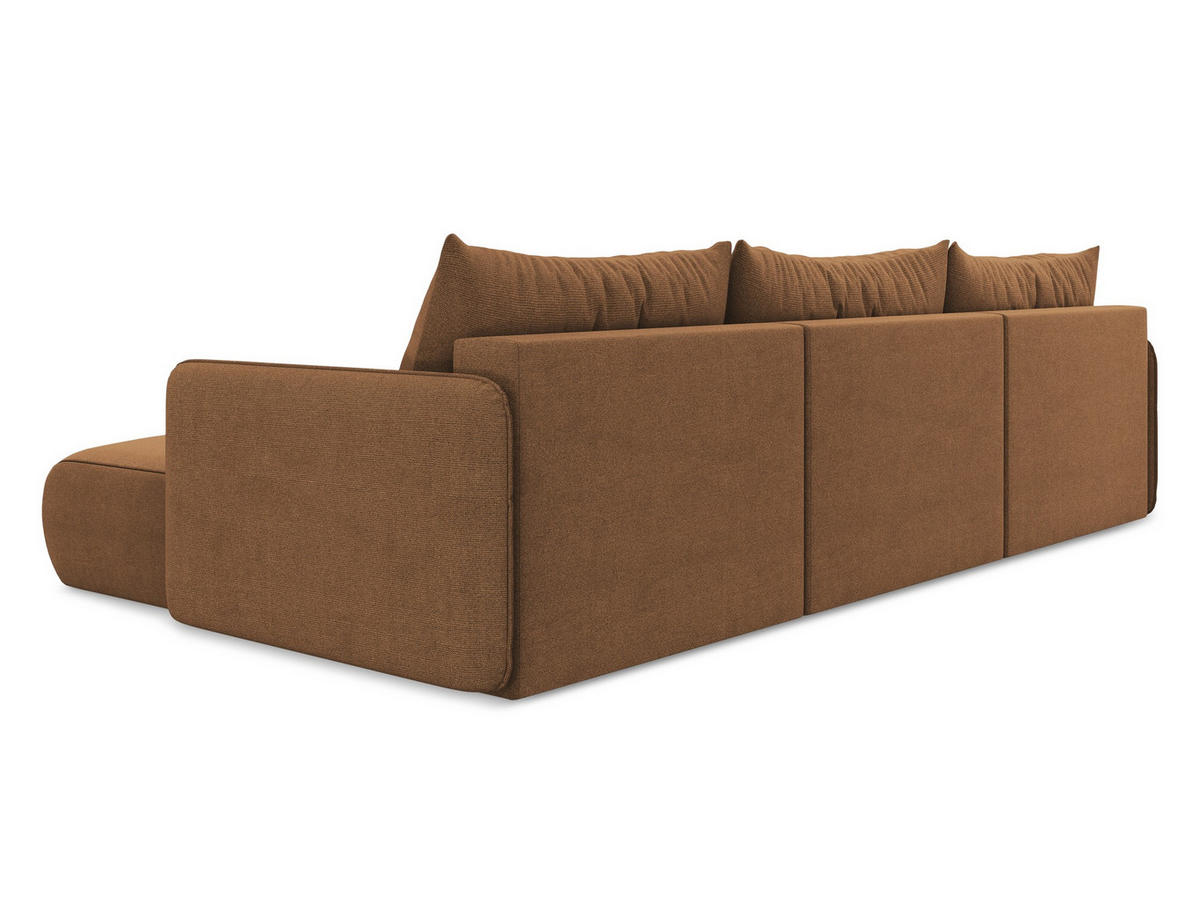 WOHNLANDSCHAFT Strukturstoff Stoff Orange - Terra cotta/Schwarz, Kunststoff/Textil (290/86/148cm) - Makamii