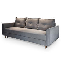 BETTSOFA NAPOL Hellgrau Plüsch-Stoff mit Schlaffunktion - Hellgrau, Textil (220/93/87cm) - MASSENO