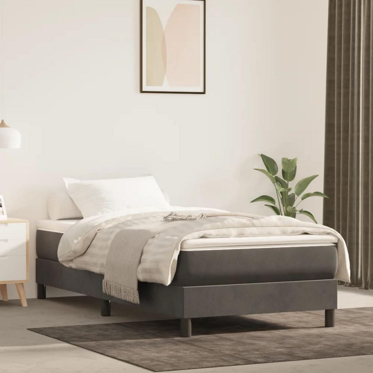 BETTGESTELL Dunkelgrau 100/200 Cm Samt - Grau, Holzwerkstoff (100/200cm) - vidaXL