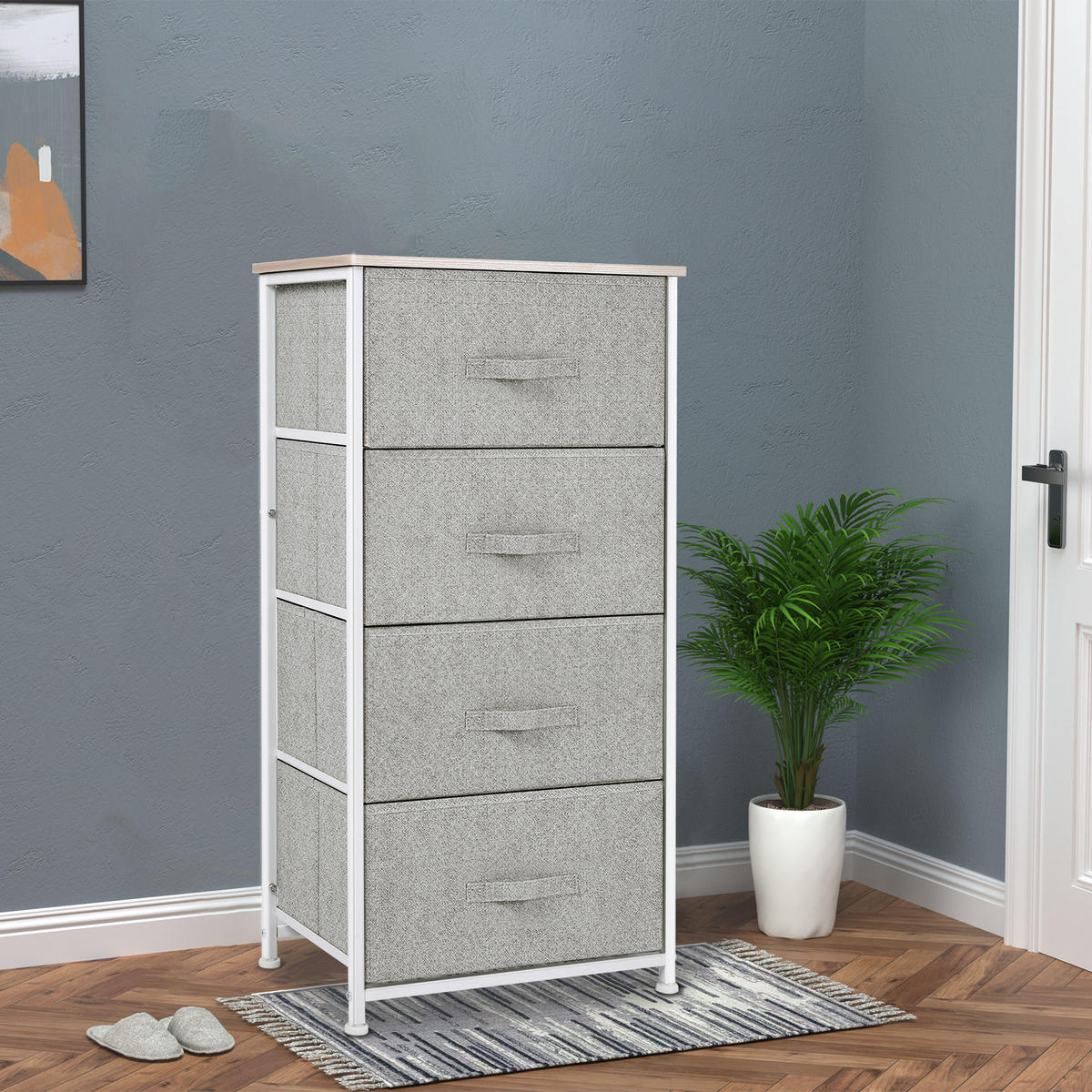 KOMMODE DE-12338 4 Schubladen 45/30/92 cm - Grau, Metall (45/92/30cm) - ComfortXL