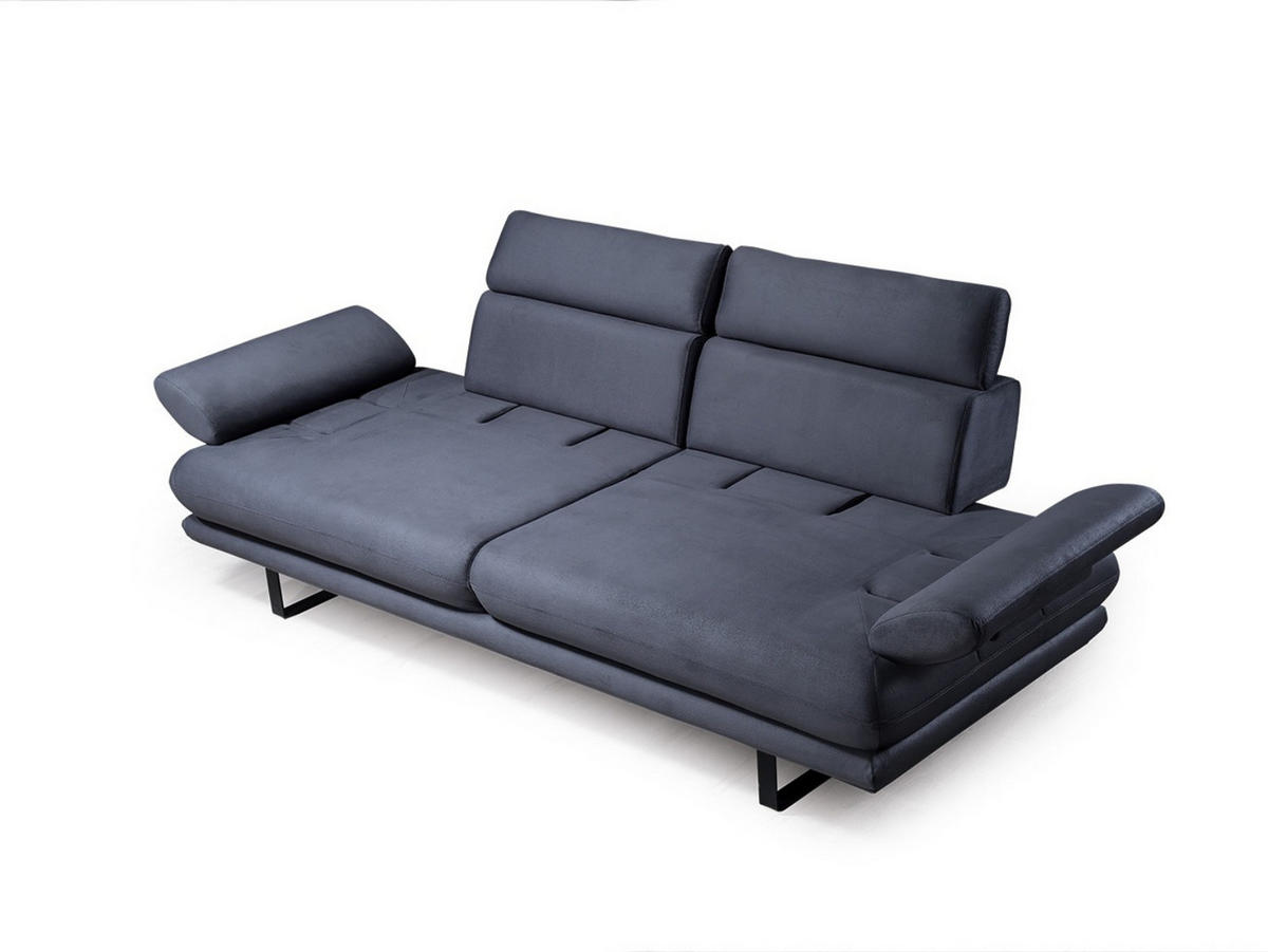 2 Sitzer SOFA Energy Samt Anthrazit - Anthrazit, Textil/Metall (205/80/100cm) - Villa Möbel