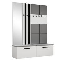 GARDEROBENSCHRANK MODULO 161,2/204/40 cm Modern Garderobe-Set Weiß - Weiß/Grau, Holzwerkstoff (161.2/204/40cm) - MASSENO