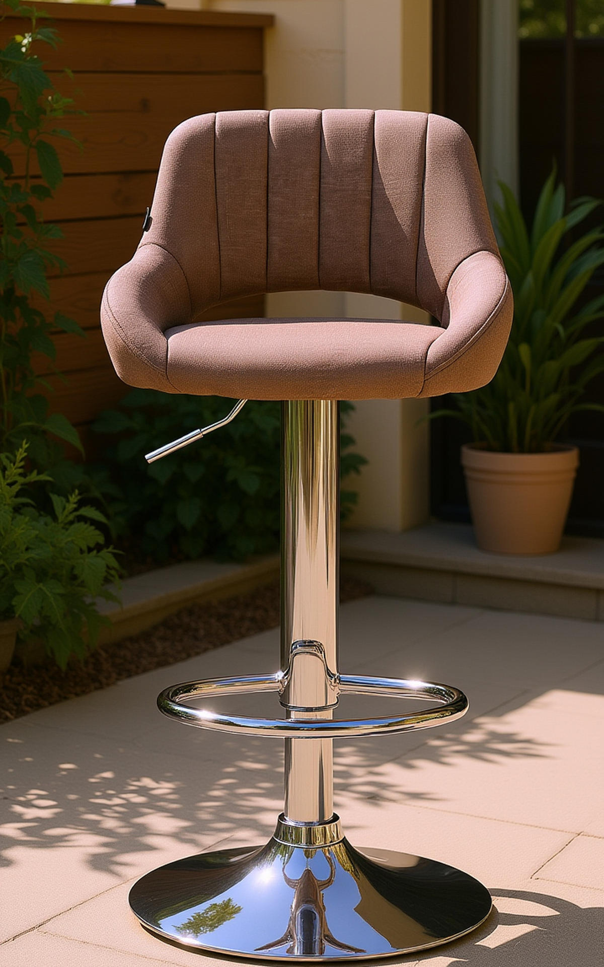 BARHOCKER 2er Set Milos Stoff C braun - Chromfarben/Braun, Textil/Metall (47/106/48cm) - TPFLiving