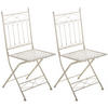 GARTENKLAPPSTUHL 2er Set Metall antik-creme - Creme, Metall (42/94/40cm) - CLP