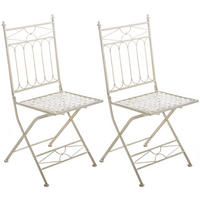 GARTENKLAPPSTUHL 2er Set Metall antik-creme - Creme, Metall (42/94/40cm) - CLP