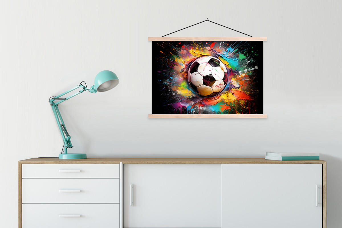 POSTER Fußball - Farbe - Farben - Schwarz - Weiß 90x60 cm - Weiß, Textil (90/60/0.15cm) - MuchoWow