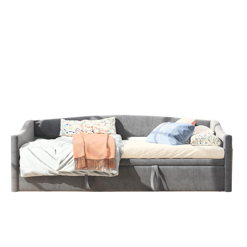 SCHLAFSOFA 90/200 cm grau mit Liegefunktion und Schublade - Grau, Holz