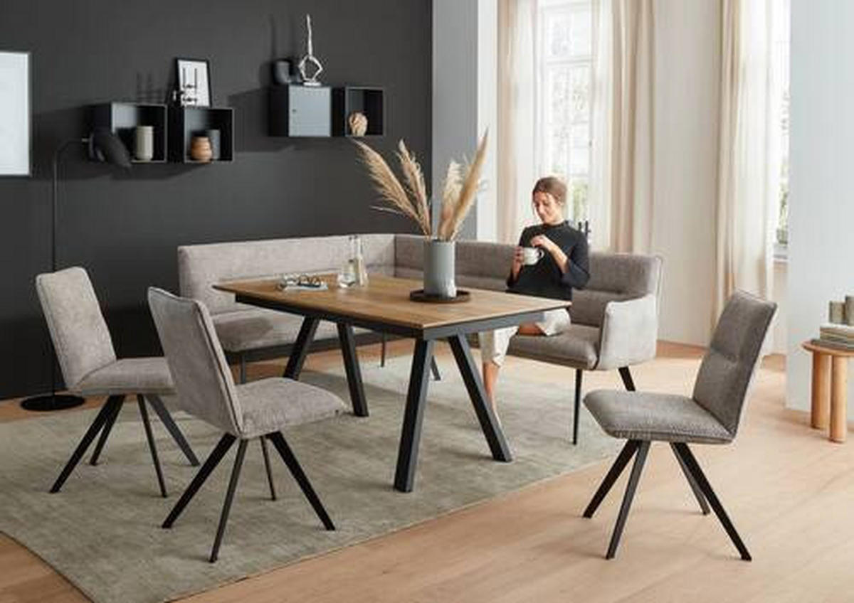 ESSTISCH in Metall, Holzwerkstoff 140/90/75 cm  - Eichefarben/Anthrazit, Design, Holzwerkstoff/Metall (140/90/75cm) - Venjakob