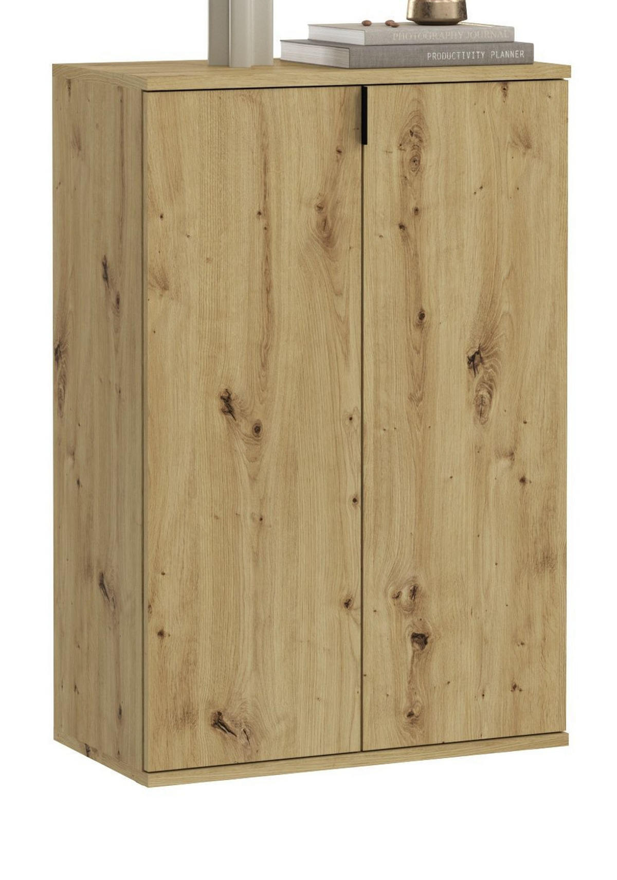 SCHUHSCHRANK Artisan Eiche 61 cm, Flurschrank mit flexibler Inneneinteilung - Schwarz/Eiche Artisan, Holzwerkstoff/Metall (61/99/34cm) - Inn.Furn