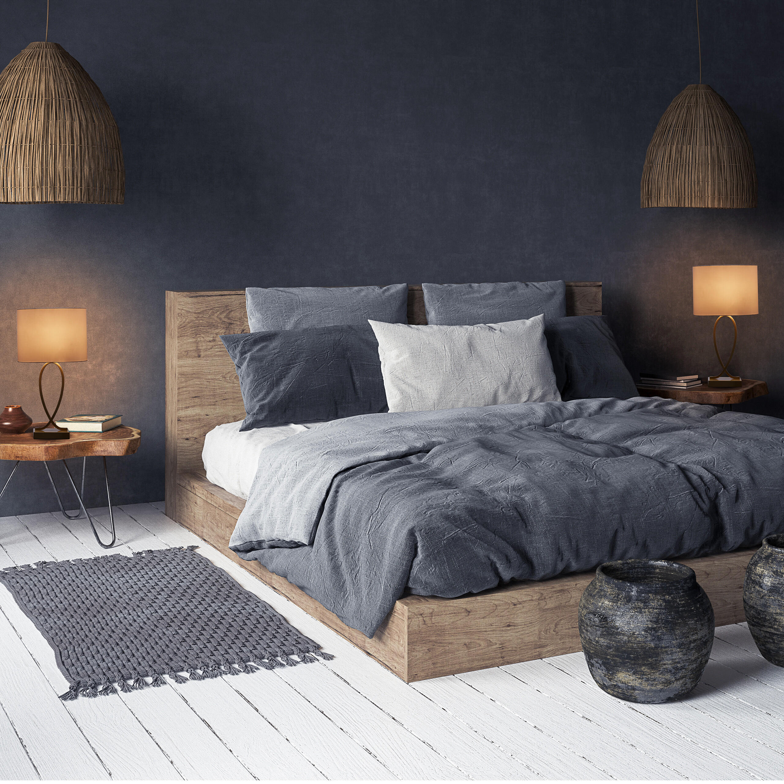 2XTISCHLAMPE - Multicolor, Textil/Metall (18/28/51cm) - Relaxdays