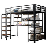 HOCHBETT 90/200 cm in Schwarz mit LED, Steckdosen und Ablage aus Metall & Holz - Schwarz, Holzwerkstoff/Metall (90/200cm) - CHICFURN