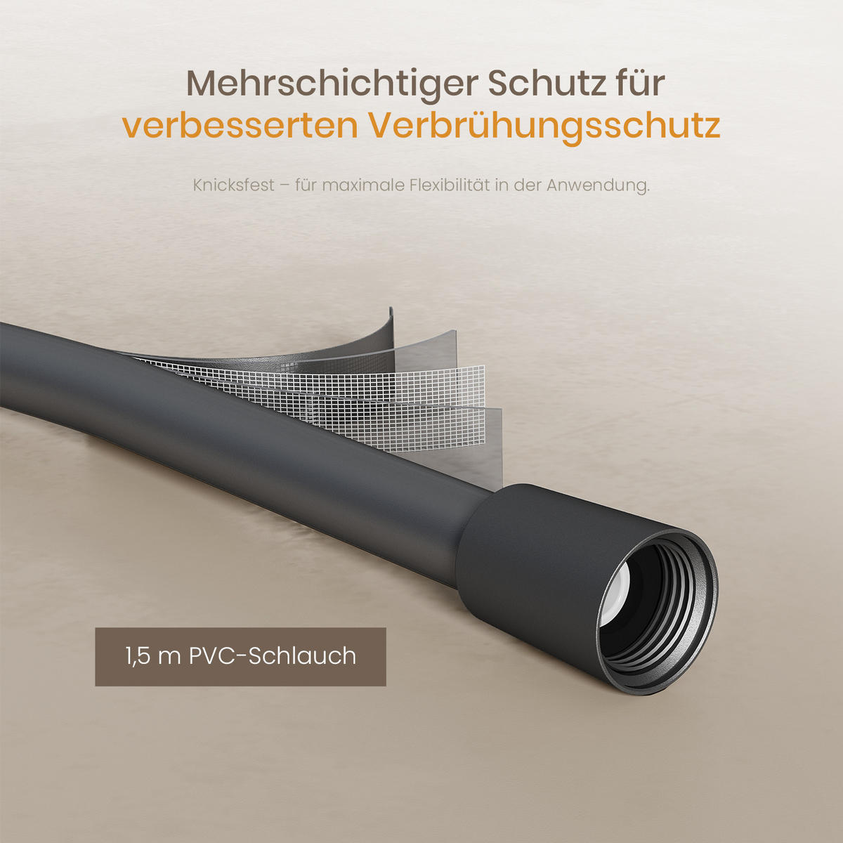 ÜBERKOPFBRAUSESET mit Zweiwege-Thermostatmischer Handbrause Anthrazit Matt - Anthrazit, Metall (35.5/115/15cm) - EMKE