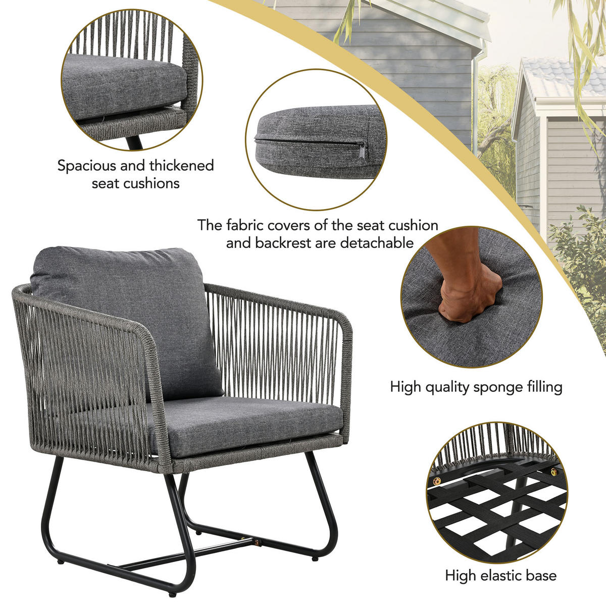 GARTENLOUNGE 5-tlg. Grau - Grau, Metall - ComfortXL
