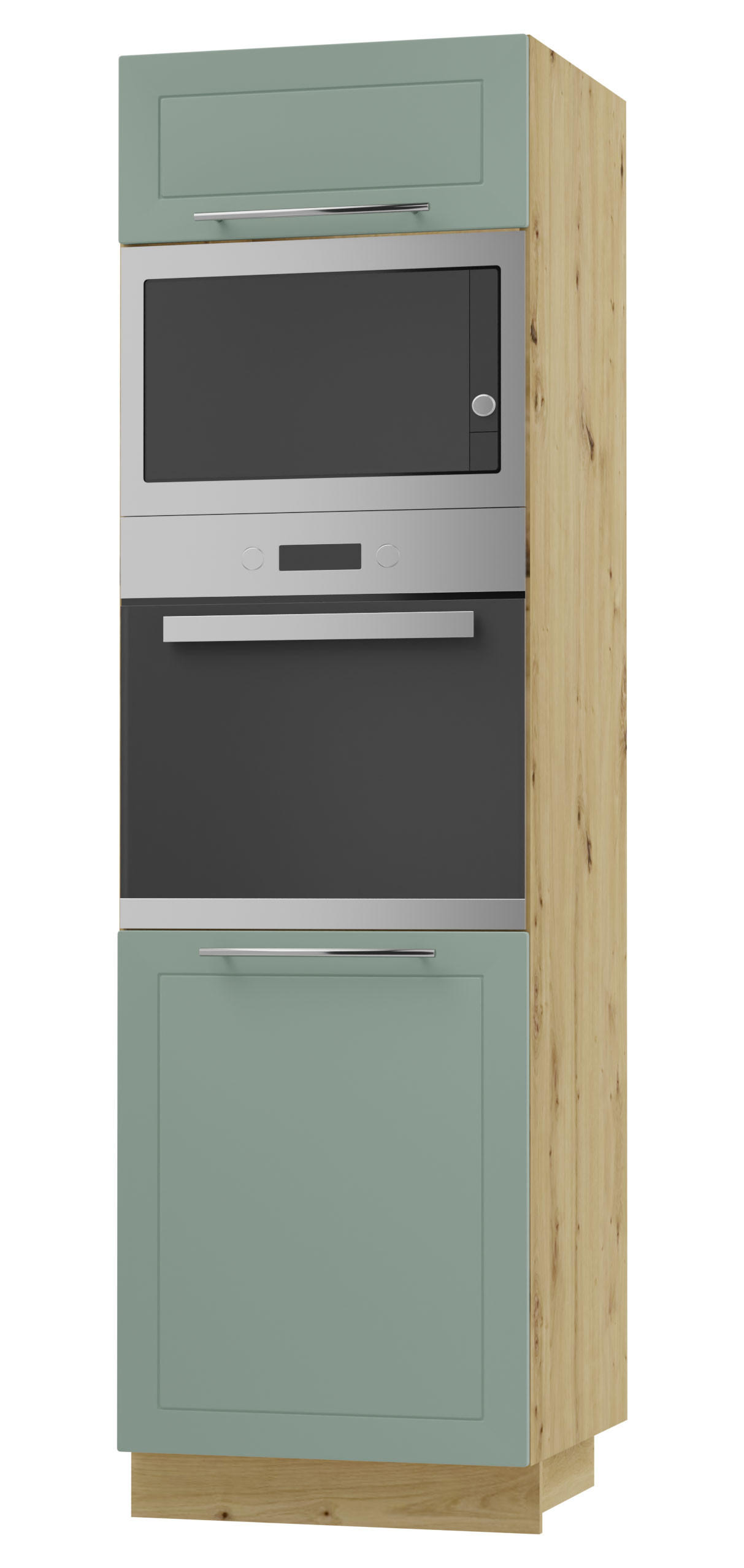 BACKOFEN-HOCHSCHRANK Kvantum D14/RU/60/207 Mint Matt / Eiche Artisan Matt 60 / 59 / 207cm - Eiche Artisan/Mintgrün, Holz/Holzwerkstoff (60/207/59cm) - Feldmann-Wohnen